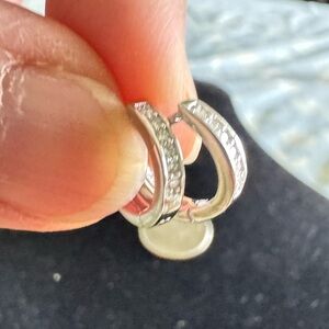 925 Sterling Silver CZ dainty Hoop Earrings $30